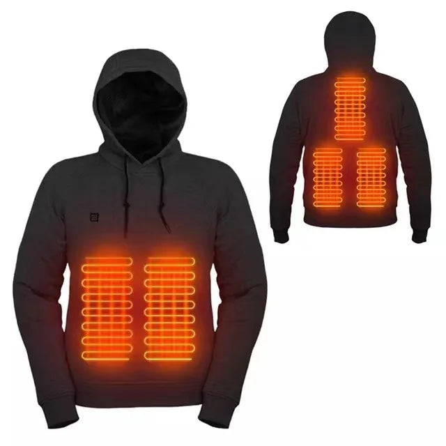 Heating Hoodie Men Winter 5 Heating Zones Pullover Hoodies