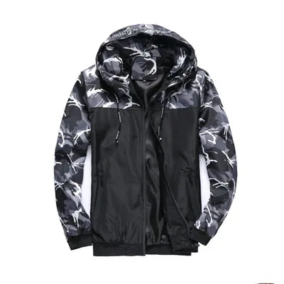 Camo Windbreaker Sports Jacket Nylon