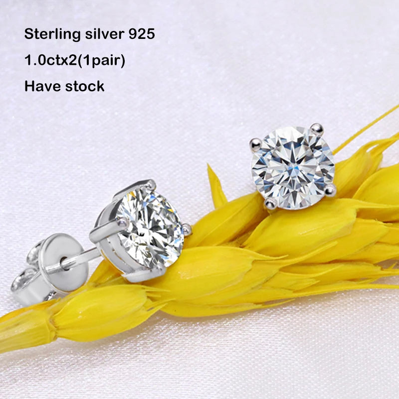 Stud Earrings 14k White/Yellow Gold Diamond Moissanite