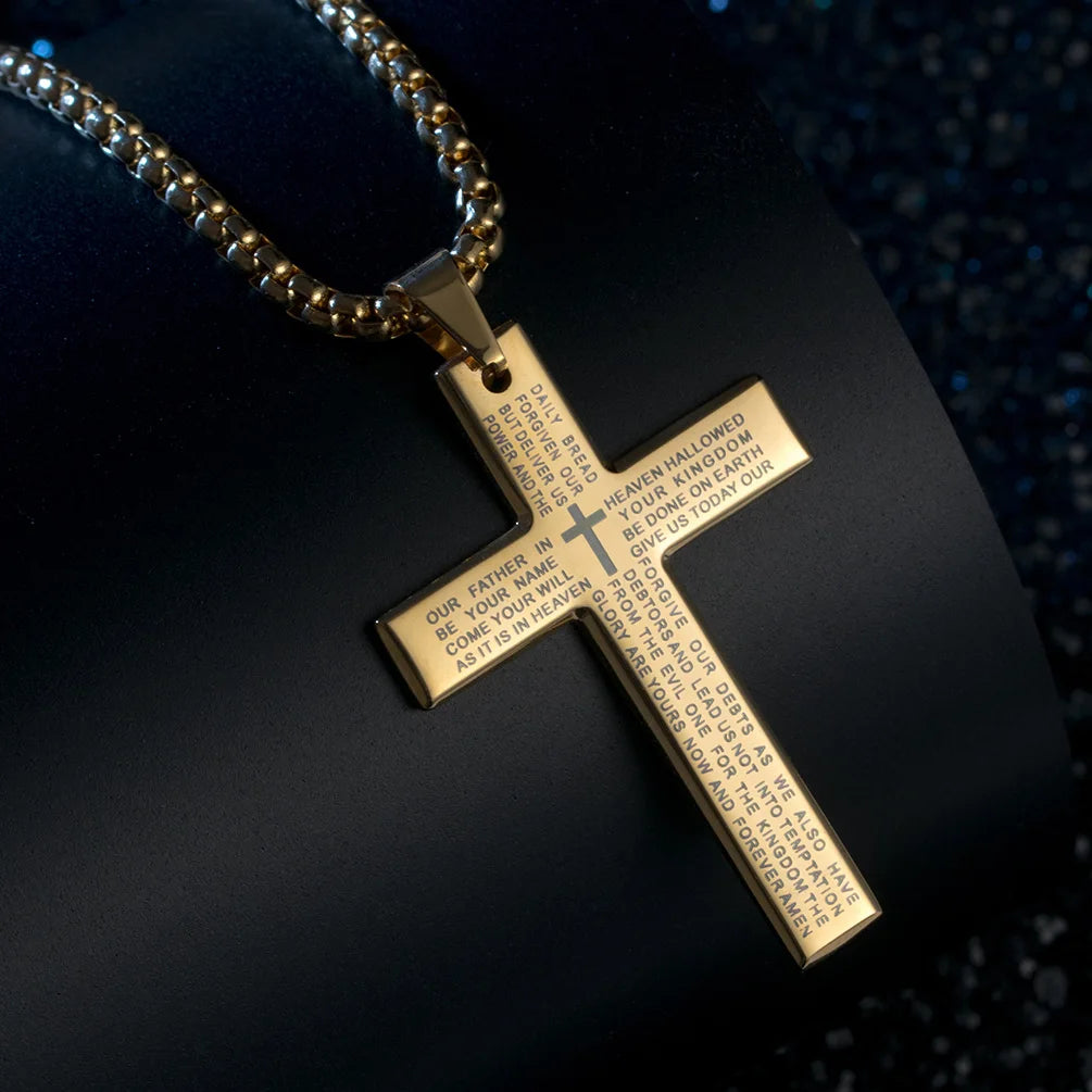 Bible Prayer Cross Stainless Steel Neckless