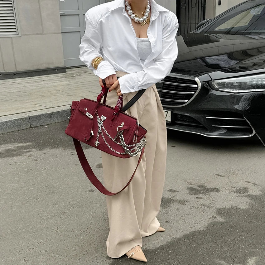 Autumn Khaki Casual Pants Elegant Wide Leg Pants