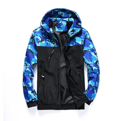 Camo Windbreaker Sports Jacket Nylon