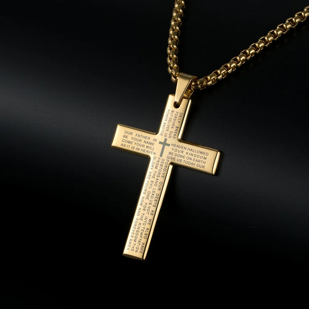 Bible Prayer Cross Stainless Steel Neckless