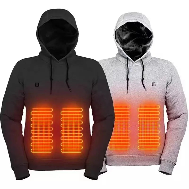 Heating Hoodie Men Winter 5 Heating Zones Pullover Hoodies