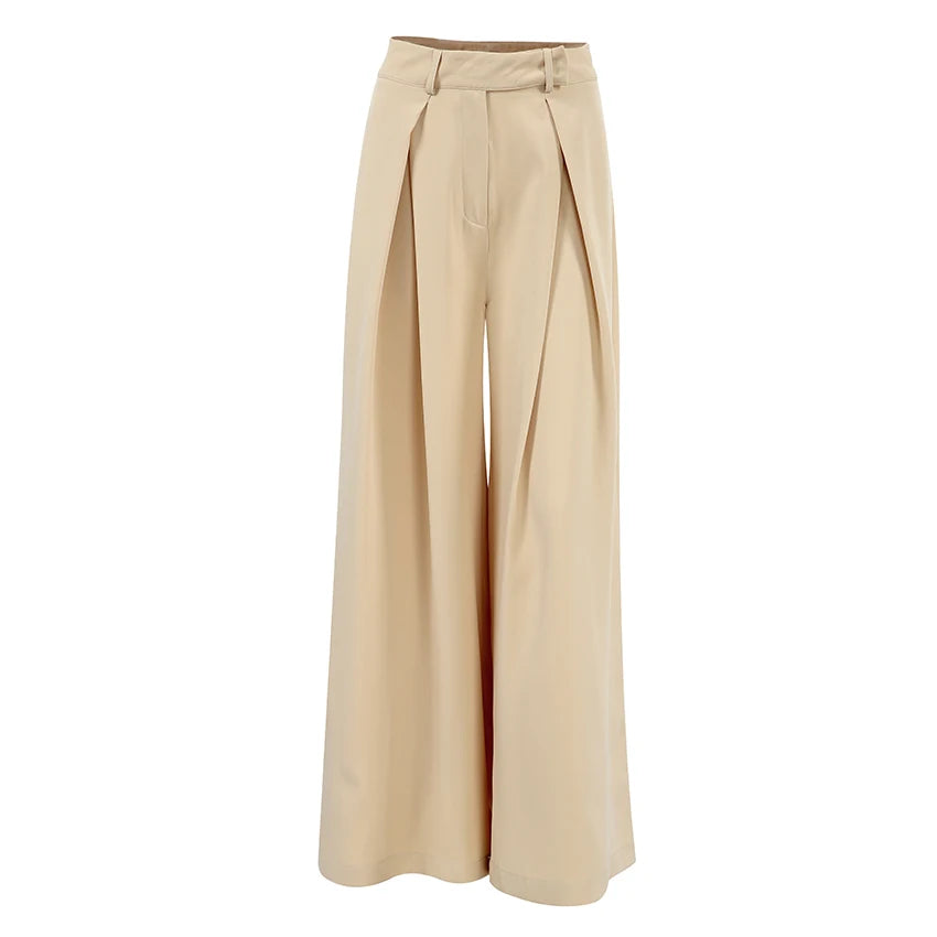 Autumn Khaki Casual Pants Elegant Wide Leg Pants