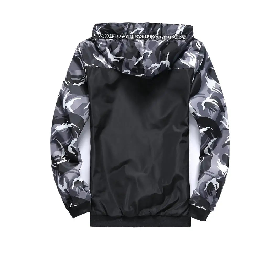 Camo Windbreaker Sports Jacket Nylon