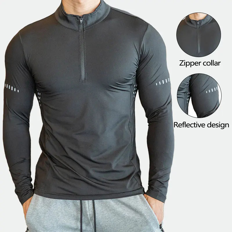 Customized Mens Blank Half Zip Running T-Shirt