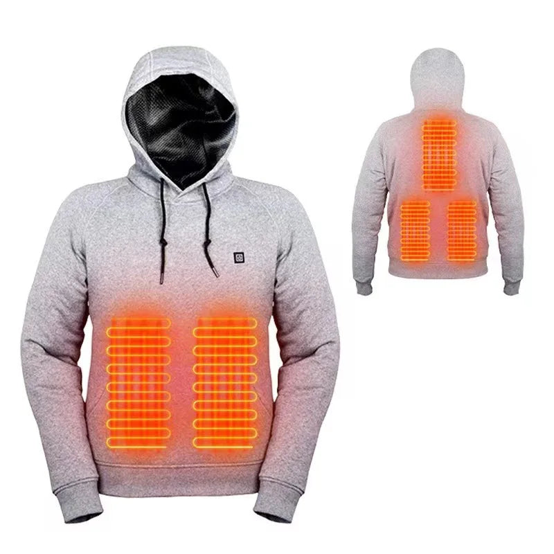 Heating Hoodie Men Winter 5 Heating Zones Pullover Hoodies