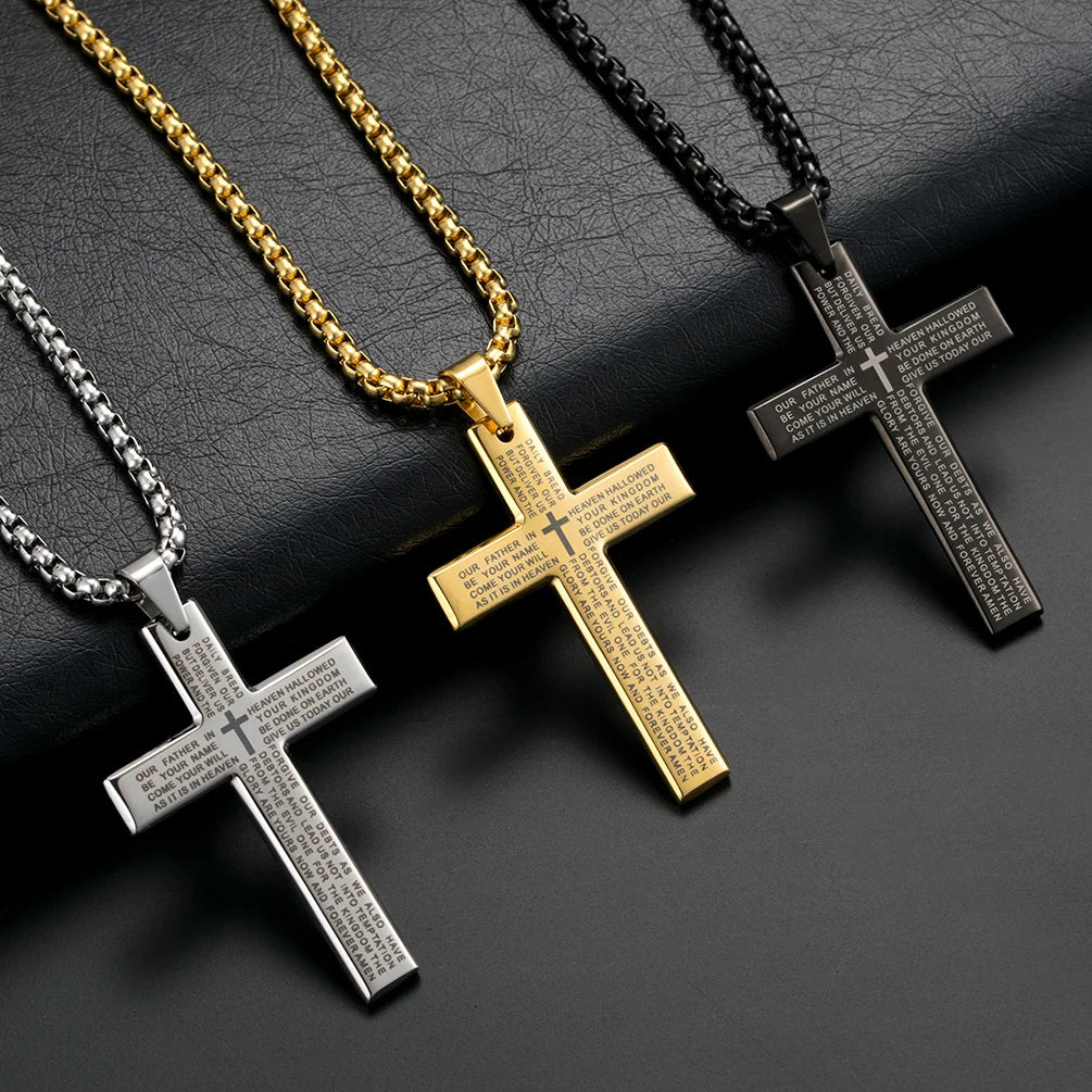 Bible Prayer Cross Stainless Steel Neckless