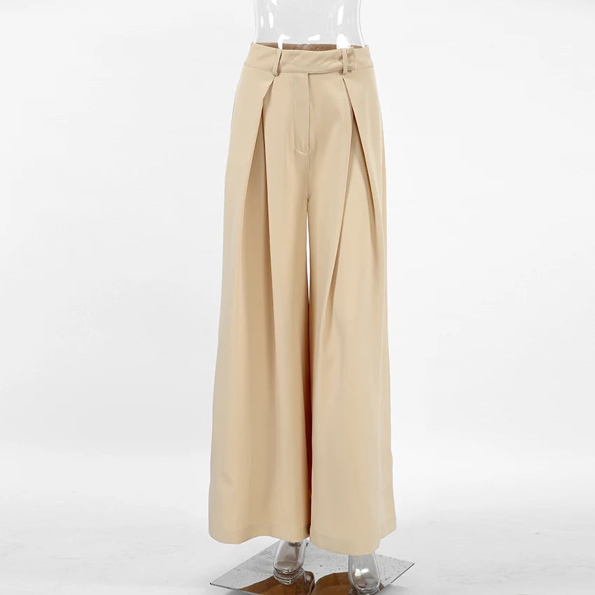 Autumn Khaki Casual Pants Elegant Wide Leg Pants