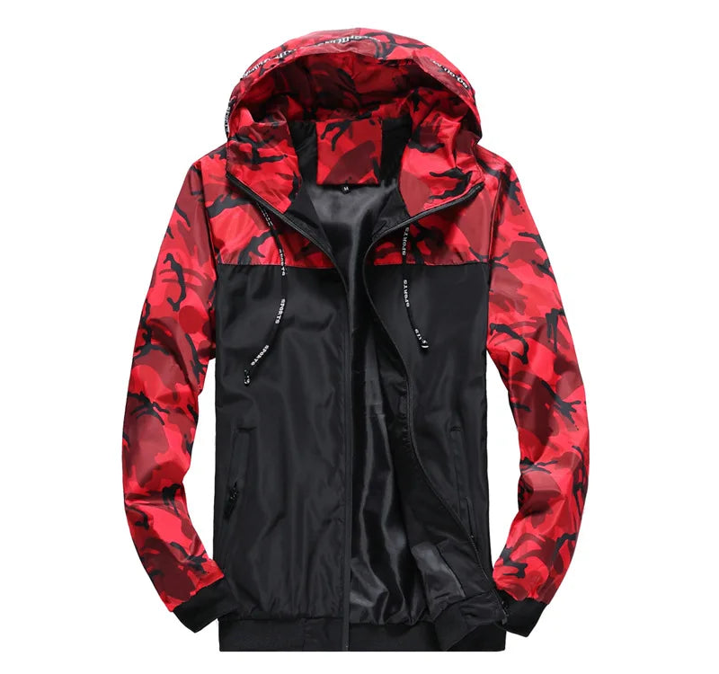 Camo Windbreaker Sports Jacket Nylon