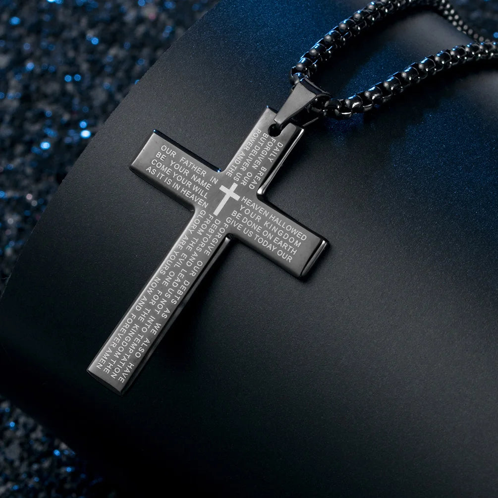 Bible Prayer Cross Stainless Steel Neckless