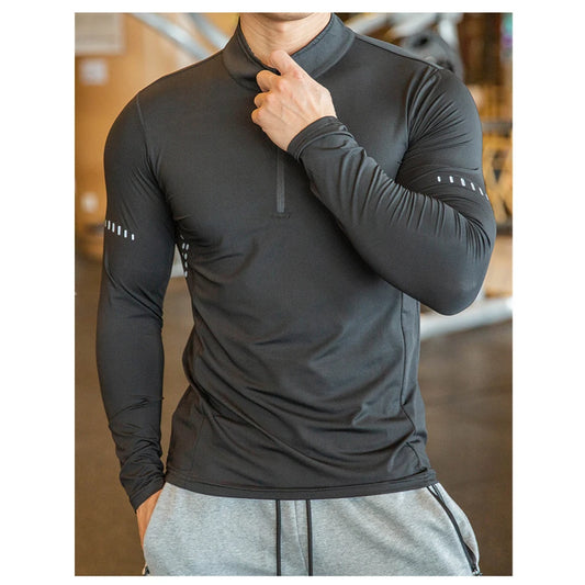 Customized Mens Blank Half Zip Running T-Shirt