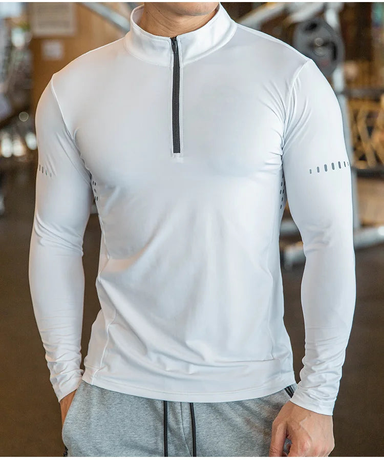 Customized Mens Blank Half Zip Running T-Shirt